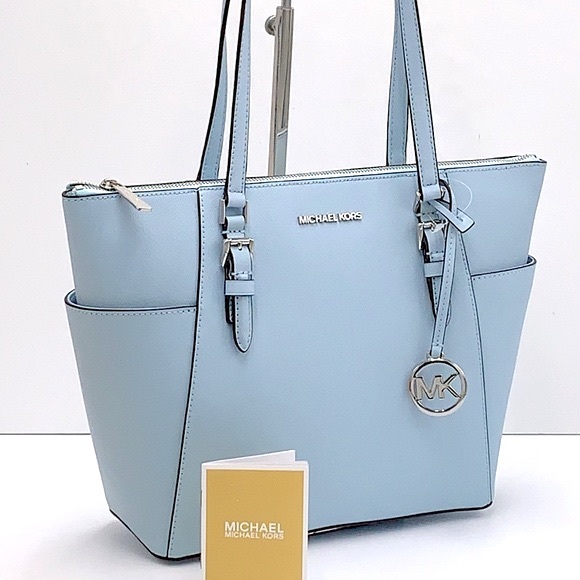 MICHAEL KORS CHARLOTTE LARGE TOP ZIP TOTE VISTA BLUE COLOR MK - Picture 2 of 16